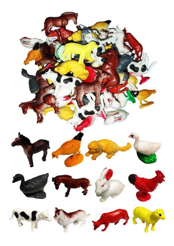 Animales De Goma 4 Cm  Granja Juguete Souvenir Piñata X 50 0
