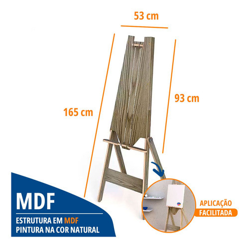 Cavalete De Madeira Pintura Artística Aula Com Tela 30x40cm 1