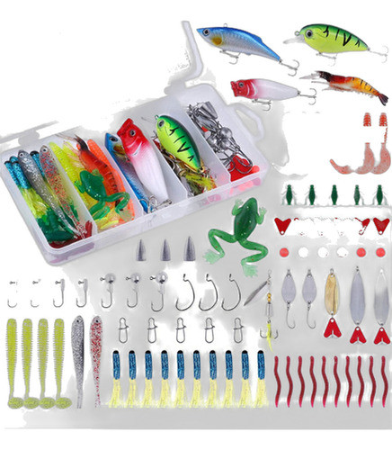 Señuelos Pesca Agua Dulce Set 78 Piezas. Regalo Pescadores 0