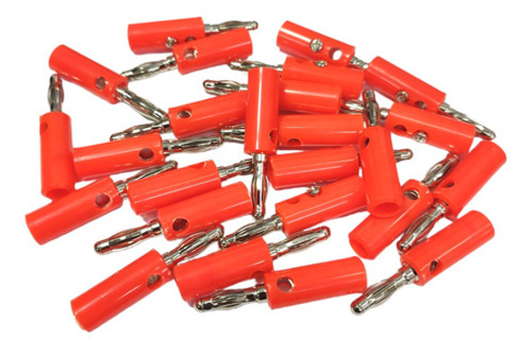 25 Unidades Ficha Plug Banana Rojo Macho Con Tornillo 1