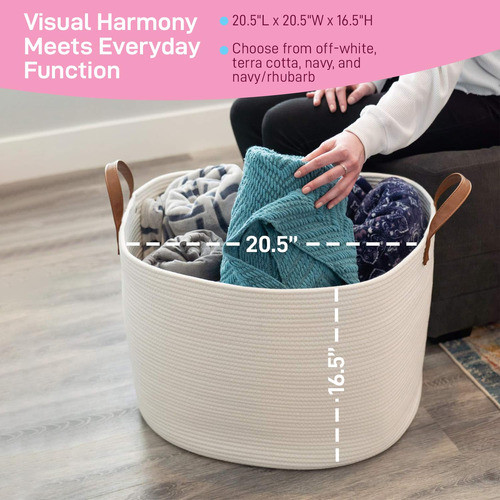 Cesta De Almacenamiento De Cuerda De Algodon Tejida Grande 1
