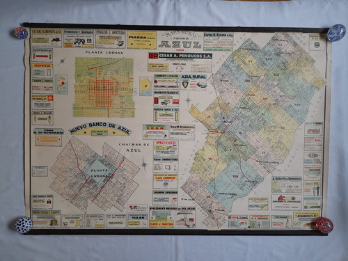 Antiguo Mapa Rural De Azul 118 X 82 Cm 0