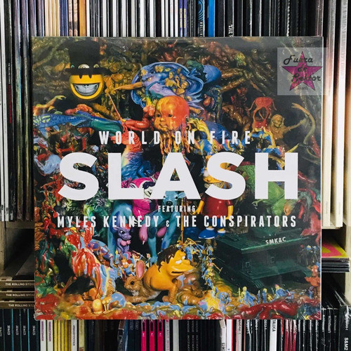 Vinilo Slash World On Fire 2 Lps Blue & Yellow Vinyl. 0