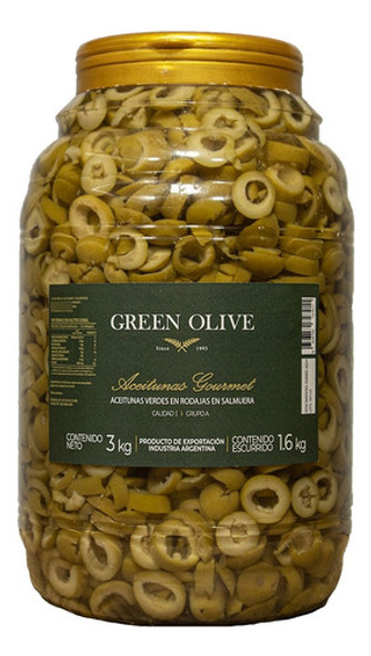 Aceitunas Verdes En Rodajas Green Olive X 1,6 Kg. Esc. Pet 0