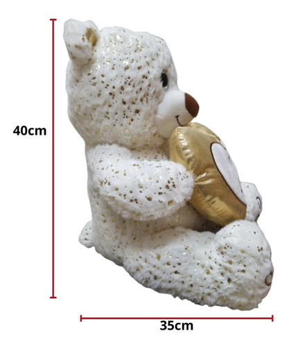 Oso De Peluche Sentado Con Corazon Y Vivos Dorados 4453 1