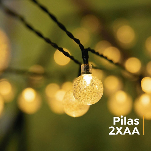 Guirnalda 20 Luces Bolitas Cristal Luz Calida 3 Metros Pila 1