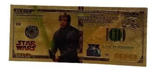 Billete Plata De Coleccion Star Wars Luke Skywalker Feng Oro 0