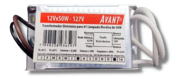 Transformador Para Lâmpada Dicróica Dimerizável 12v 50w 127v 1