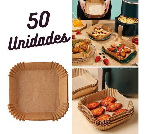 Forma De Papel Descartável Quadrado Air Fryer C/50 Unidades 1
