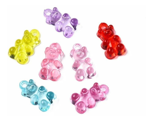 Ositos Dijes Pasantes De Acrilico Bijou Caravanas X 20 Und 0
