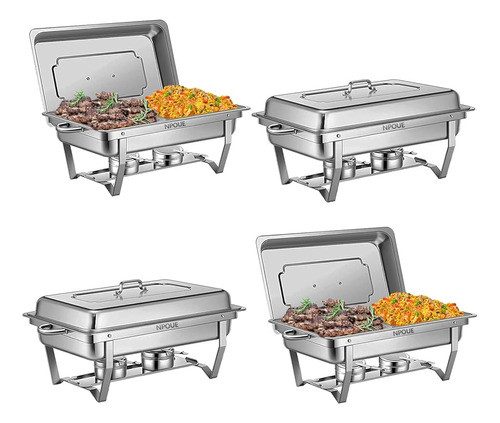 Juego De Buffet De Platos De Fricción 8 Qt 4 Pack De Acero I 0