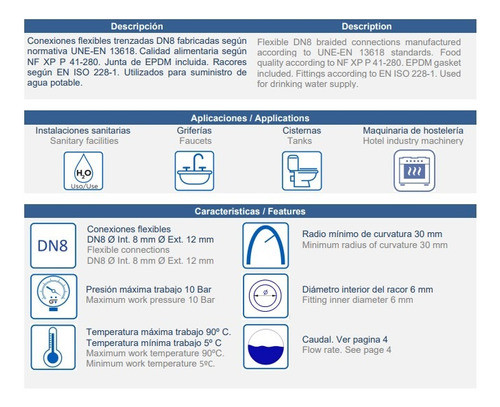 Dn8 Flexible 1/2 X 35cm M-h Trenzado Gira Genebre Acero Inox 1