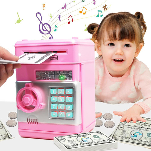 Caja De Ahorro Electrónica Rosa Para Niñas Y Niños De 3-14 A 0
