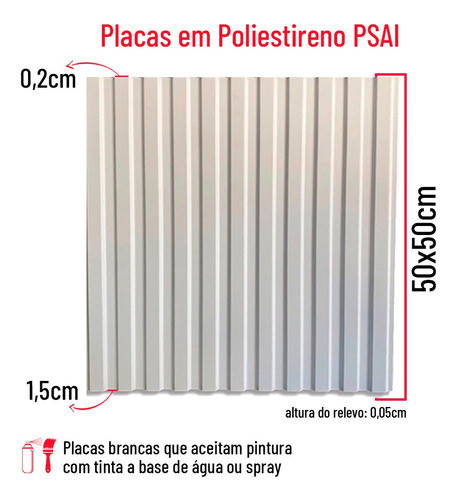 16 Placas 3d Pvc Painel Ripado Parede Revestimento 50 X 50cm 1