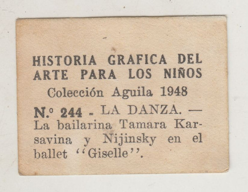 Ballet Ruso 1948 Tarjeta Karsavina & Nijinsky Unica Uruguay 1