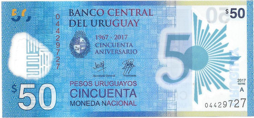 Nuevo Billete Uruguay 50 Pesos Plastico Sin Circular 0