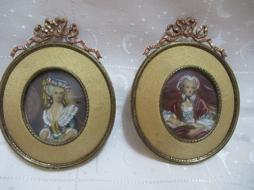 Par Cuadros Damas Madame Lamballe Pintados A Mano Firmados 0