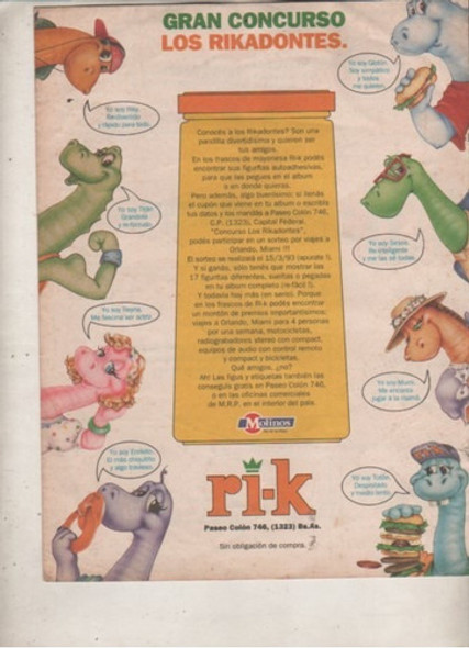 Album Figuritas * Los Rakadontes * Mayonesa Ri-k  Año 1993 1