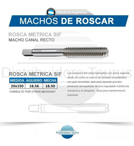 Machos De Roscar - Rosca Metrica 20x1.50- Ind. Argentina 0