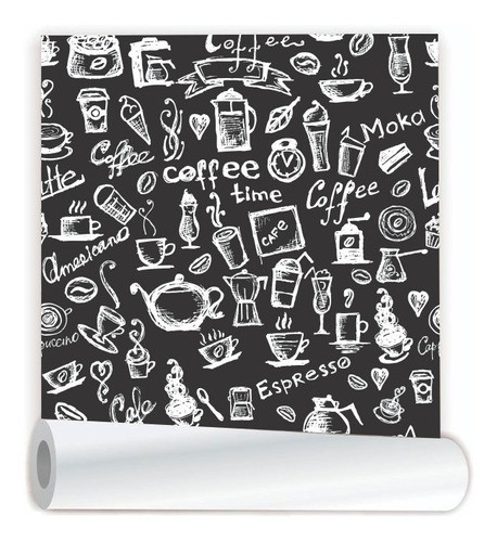 Papel De Parede Cozinha Cantinho Do Cafe Coffe 3x50cm 0