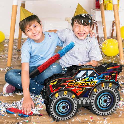 Piñata De Camión Monstruo Para Niños Con Palo Y Venda 1