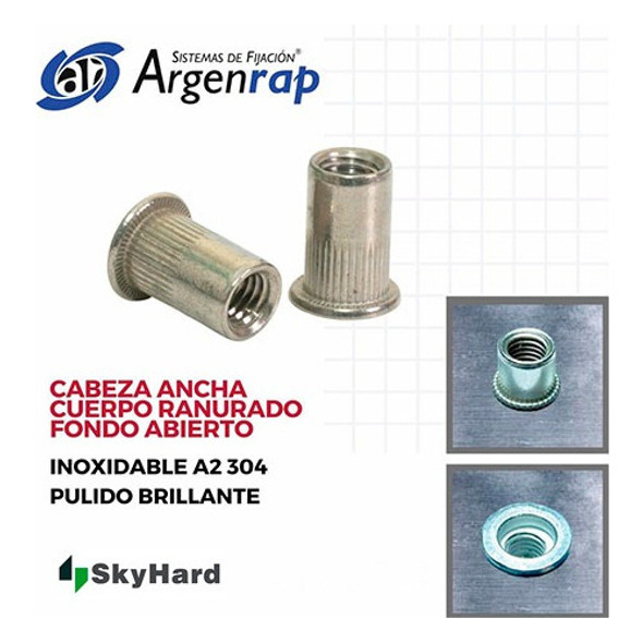 Tuerca Remache M8 Acero Roscado Ranurado Cabeza Ancha X 250 1