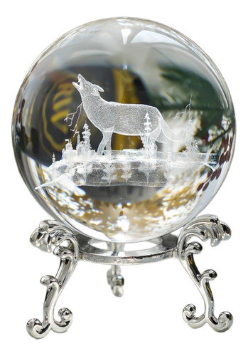 Esfera De Cristal 3d Laser 60mm, Pisapapeles - Lobo 0