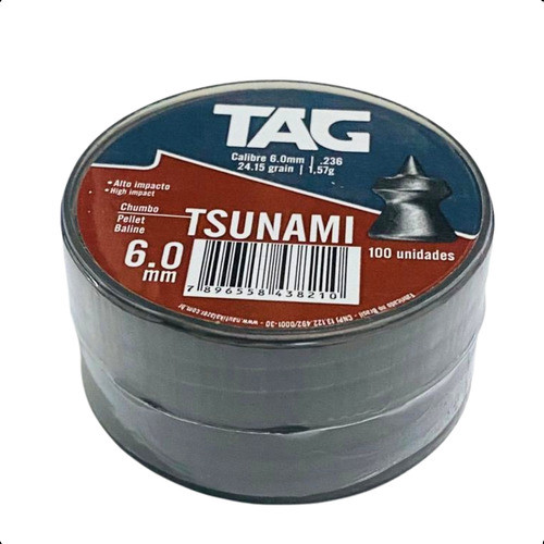 Chumbinho Tsunami 6mm Ntk Nitro Six 100u Para Carabina Cbc 1