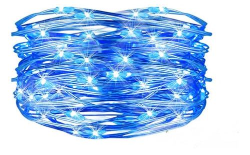 Guirnalda De 20 Luces A Pila Luciérnagas Alambres Luz Azules 0