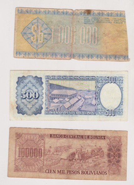 Lote 3 Billete Bolivia Bueno 1
