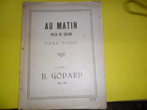 Antigua Partitura Au Matin Benjamin Godard Op 83 Piano 0
