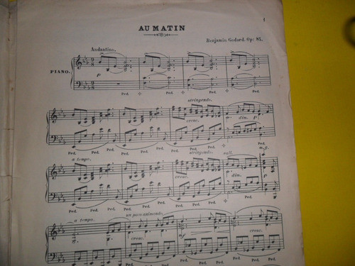 Antigua Partitura Au Matin Benjamin Godard Op 83 Piano 1
