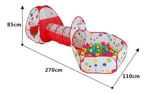 Pelotero Tunel Carpa Plegable Laberinto Armable 3en1 Niños 1