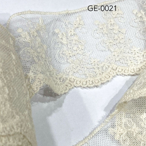 Tul Bordado Crudo - 45 Mm De Ancho - X 1 Metro 0