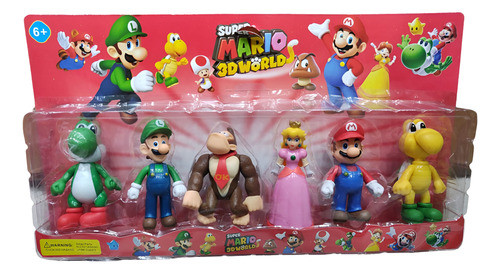 Muñecos Super Mario Bros 3d Worlds Blister X6 Personajes 0