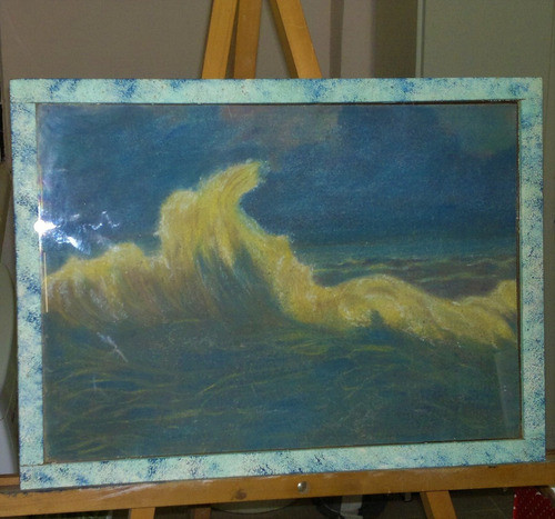 Arte - Pintura Original Tiza Sobre Carton  La Ola 0
