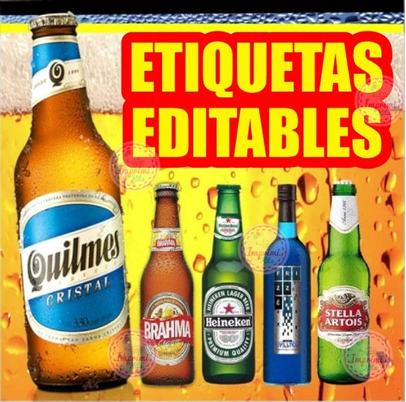 Kit Imprimible Etiquetas Bebidas Editables Vino Cerveza 1