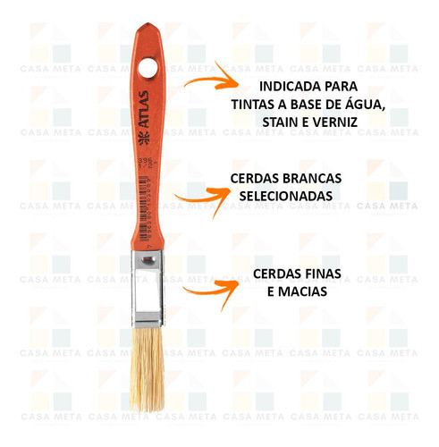 Kit Trincha Pincel 12 Pçs Pintura Parede E Madeira 1/2 Atlas 1