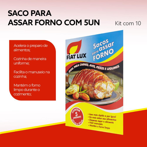 Saco Para Assar Frango Carne Legumes No Forno 27x41cm 50un 1