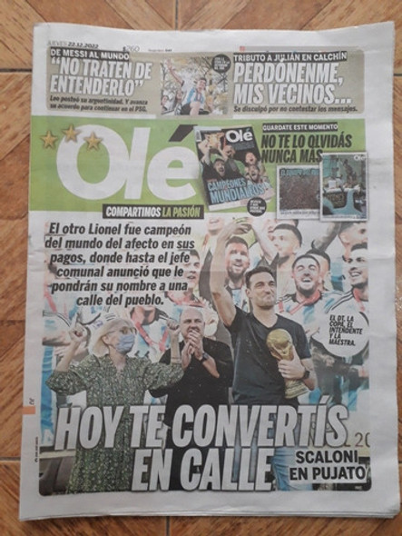 Diario Ole 22 Diciembre 2022 Argentina Campeón Póster Doble 0 Diario Ole 22 Diciembre 2022 Argentina Campeón Póster Doble 0