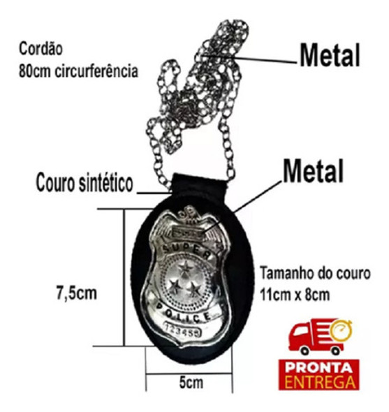 Distintivo Insígnia Detetive Policial Fantasia Brincadeira 1