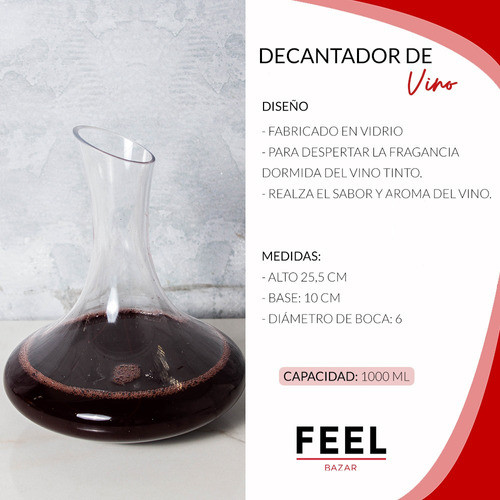 Decantador De Vidrio Para Vino 1 Litro 1