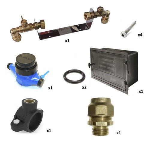 Kit Conexión + Medidor + Caja Pared + Abrazadera + 3x Racord 0