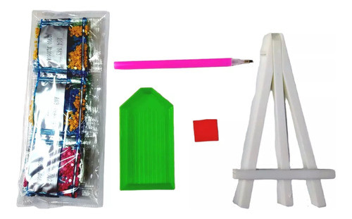 Kit Pintura Por Diamantes Cuadro Atril 20x20 Oso Peluche 1