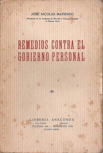 Remedios Contra El Gobierno Personal - Matienzo - Anaconda 0