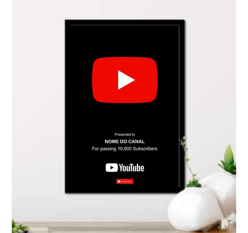 Cuadro Acrilico, Modelo Placa De Plata Youtube Premio, Canal 1