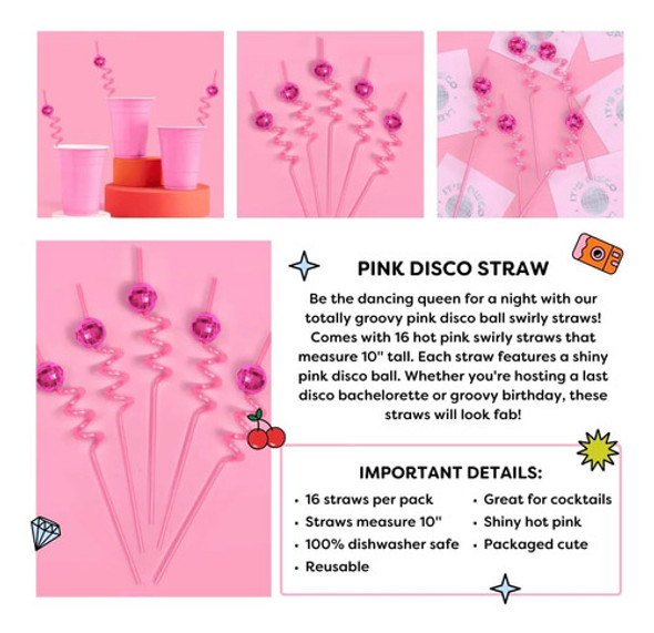 Pajitas Reutilizables Rosa Fetti Para Fiestas Temáticas 1