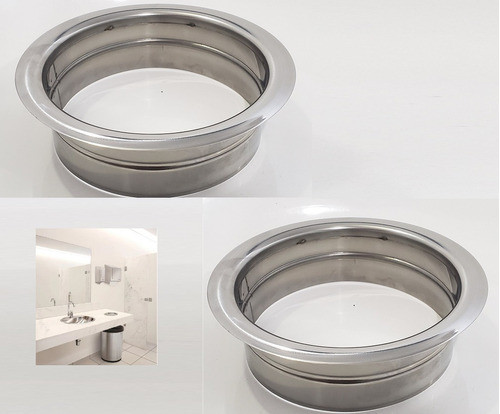 Kit 2 Pçs Aro Acab. P/ Furo De 15cm Na Bancada Aço Inox 0
