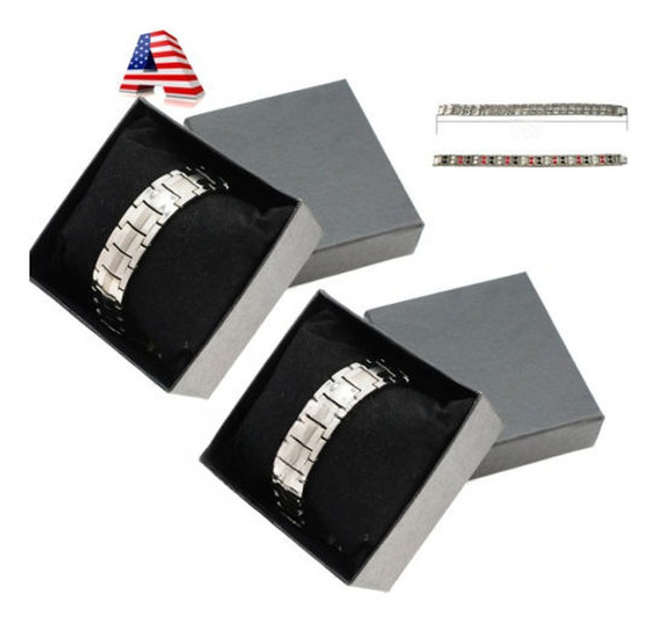 Usa 2 * Pulsera De Titanio Anión Energía Magnética Germanio 0