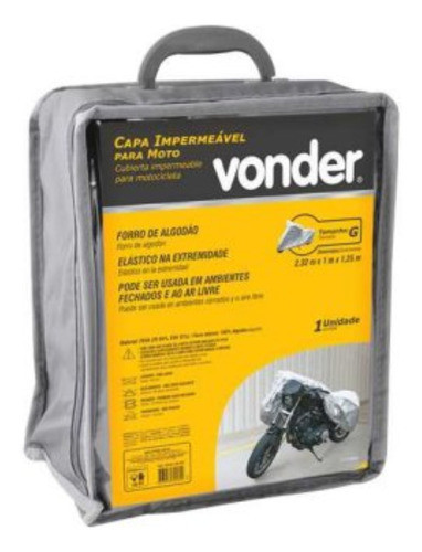 Capa Impermeável Para Moto Com Elastico Tamanho G Vonder 0
